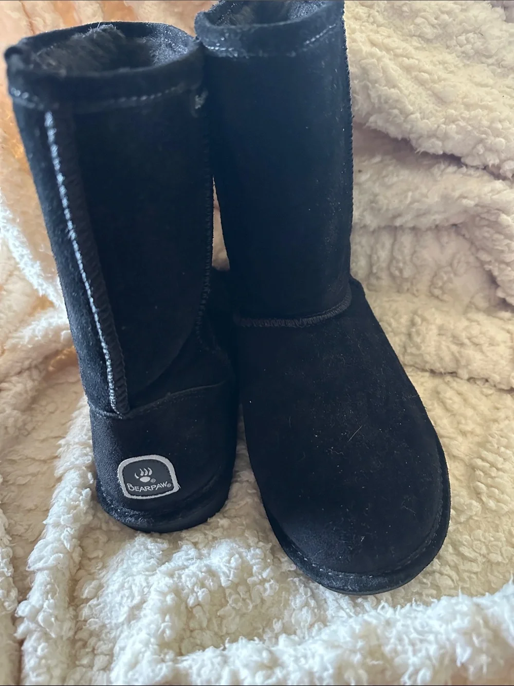 BearPaw Black Suede Plush-Lined Mid-Calf Boots